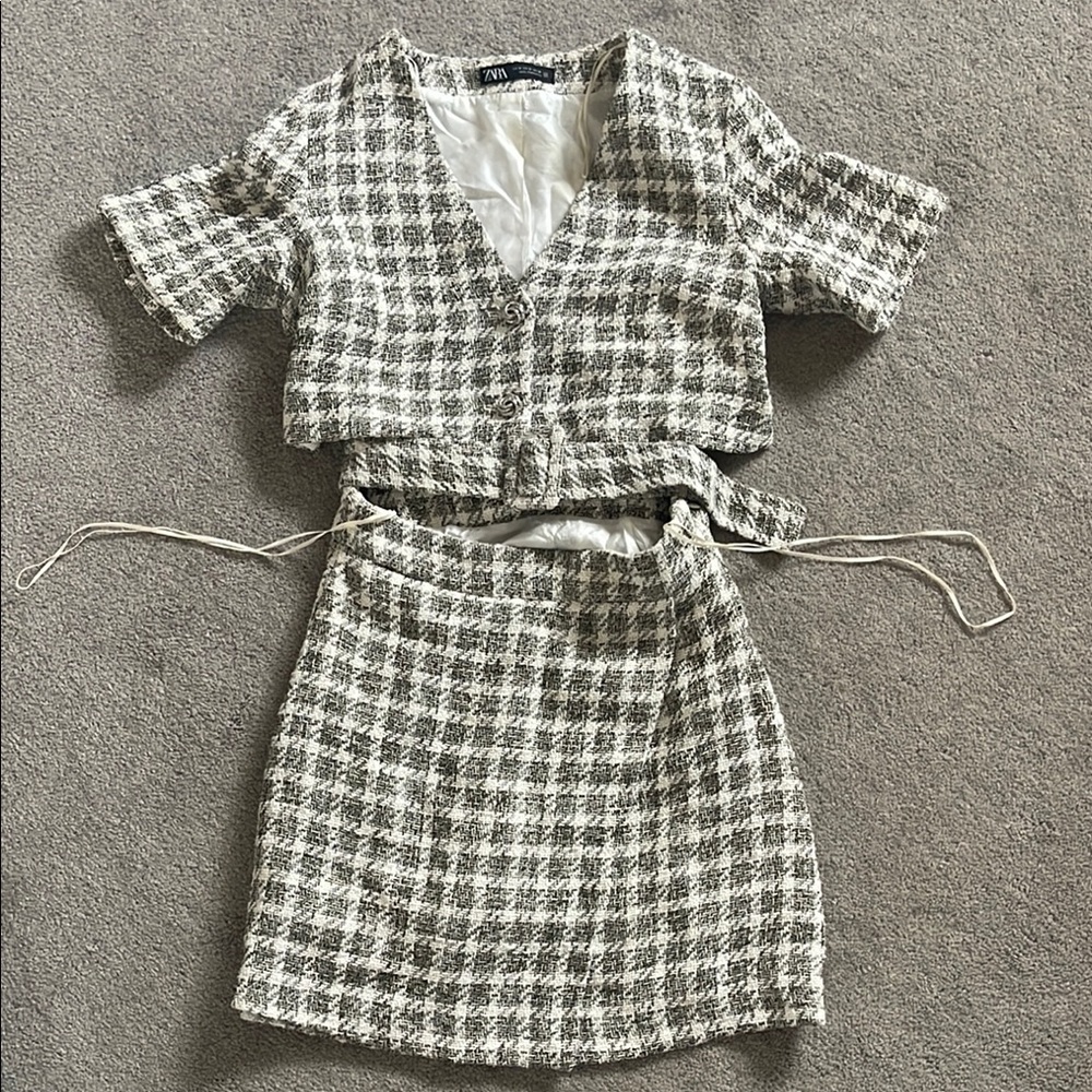 Zara Plaid V-Neck Dress